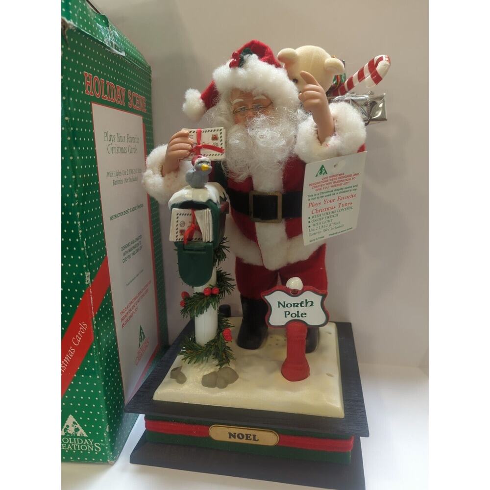 Santa Plays Favorite Christmas Carols 12" Santa Holiday Creations Vtg 1993 Works